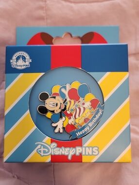 Disney Mickey Mouse Blue & Yellow Happy Birthday Enamel Pin